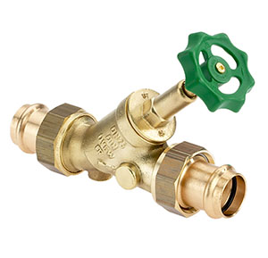 1528280 - CR-Brass Free-flow valve Viega Profipress, rising, without drain valve