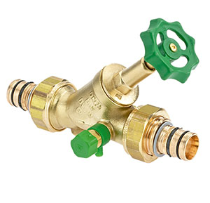 1537180 - CR-Brass Free-flow valve Geberit Mepla, rising, with drain valve