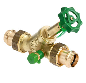 1629180 - CR-Brass Combined Free-flow and Backflow-preventer Valve Viega Profipress, rising, with drain valve