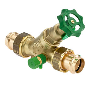 1631420 - CR-Brass Combined Free-flow and Backflow-preventer Valve Viega Profipress, not-rising, with drain valve