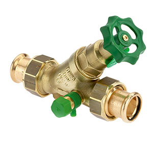 1633420 - CR-Brass Combined Free-flow and Backflow-preventer Valve SANHA Press, rising, with drain valve