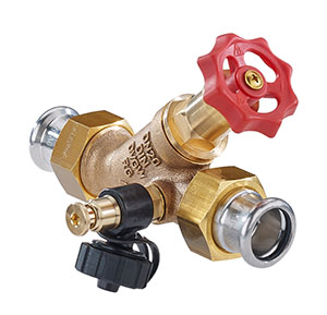 3661280 - Red-brass Combined Free-flow and Backflow-preventer valve male thread, Geberit Mapress, with drain valve