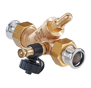 3761420 - Red-brass Backflow-preventer male thread, Geberit Mapress, with drain valve