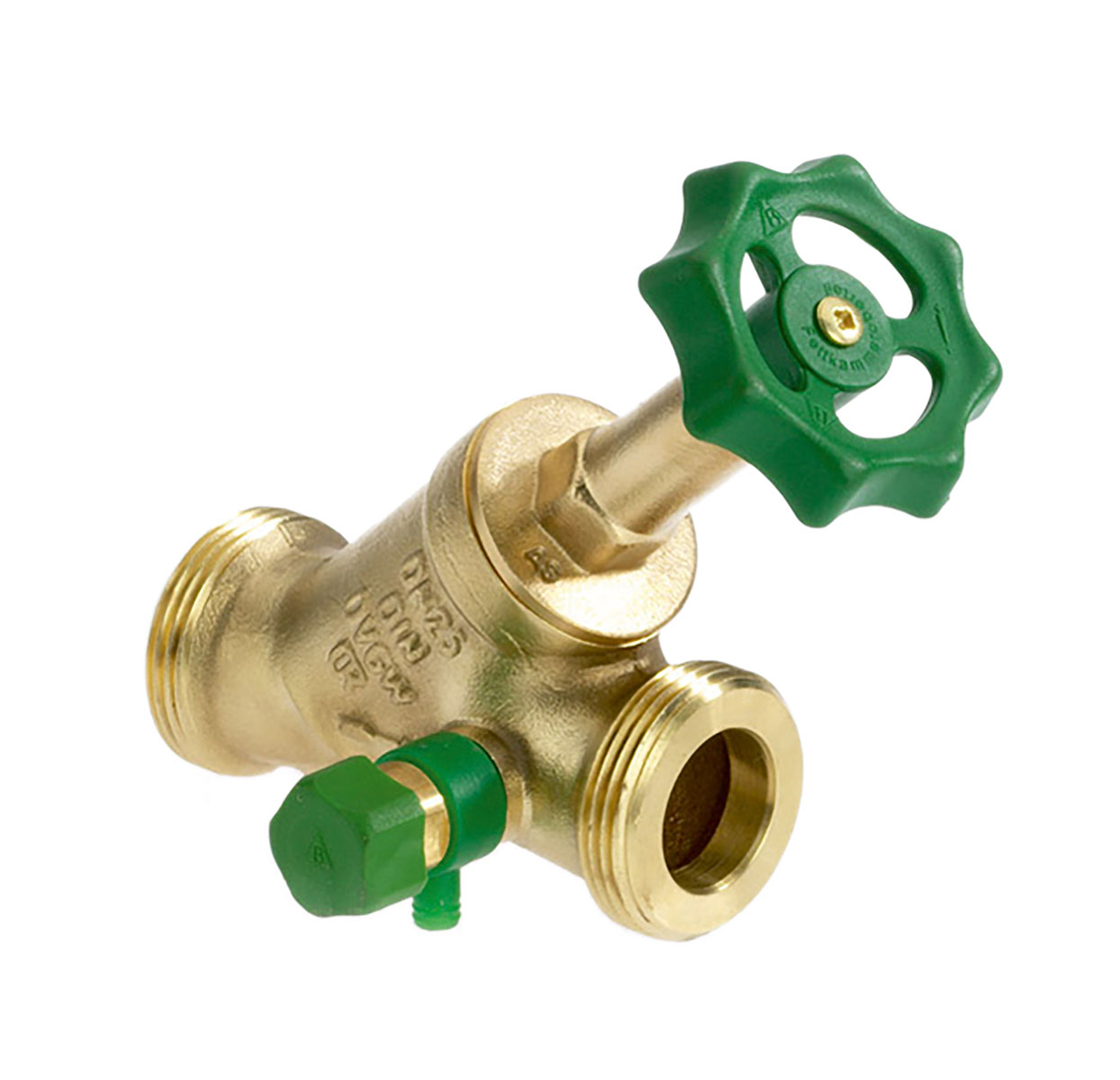 1507150 - CR-Brass Free-flow valve male thread, rising, with drain valve
