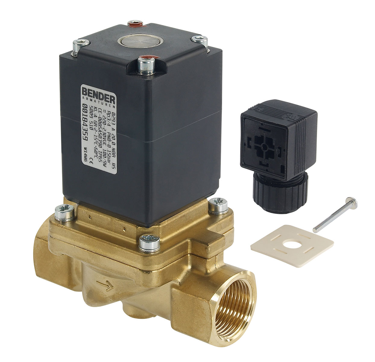 5009520 - 2/2 way solenoid valve normally closed for flammable gas, DIN-DVGW certified for gas Type 4; female thread